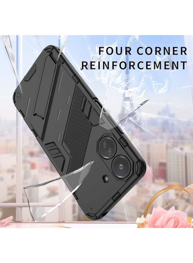 الغلاف مناسب لـ Redmi 13C / Xiaomi POCO C65، مصنوع من مادة TPU الناعمة و PC الصلبة، غلاف واقي قوي للجسم بالكامل يحمي من الصدمات، ويحتوي على وظيفة الوقوف، غلاف واقي مقاوم للخدوش. - Image 3
